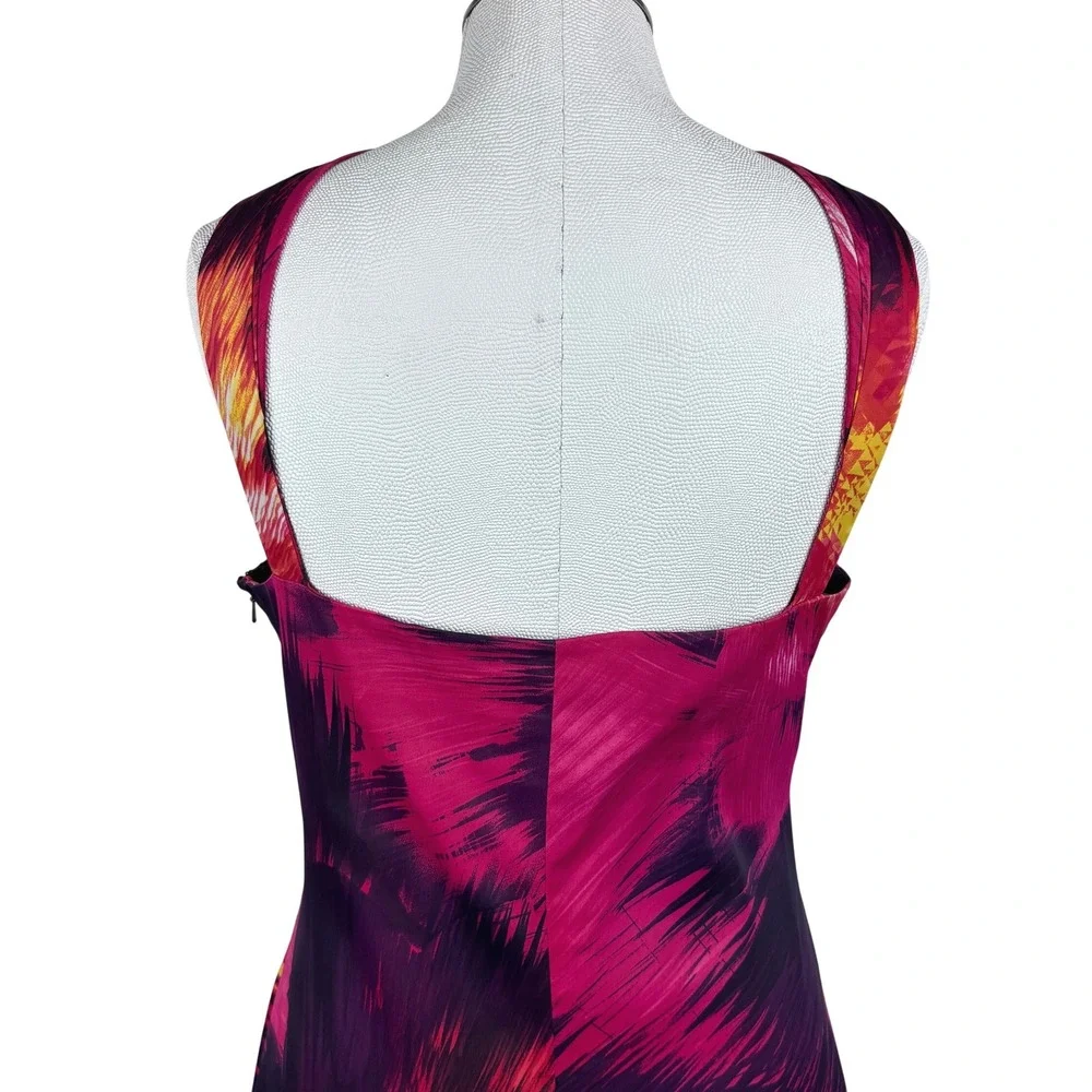 Karen Millen Women's Abstract Print Crisscross‎ Halter Neck Sheath Dress Size 10